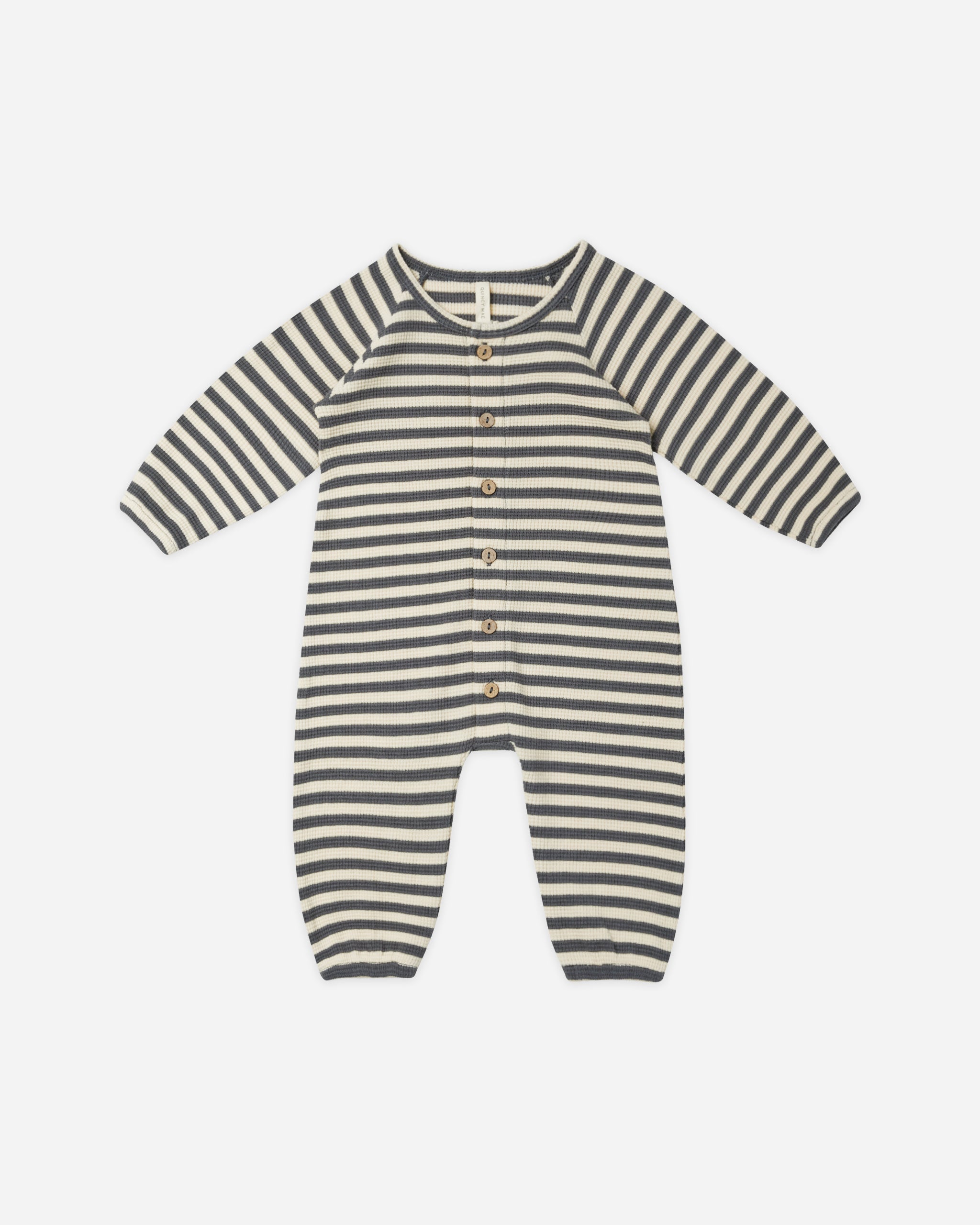 Waffle Long Sleeve Jumpsuit || Navy Stripe - Rylee + Cru | Kids Clothes | Trendy Baby Clothes | Modern Infant Outfits |
