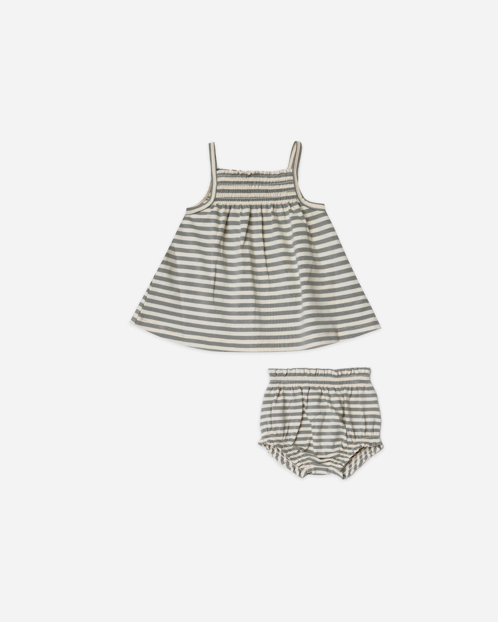 smocked tank + bloomer | sea green stripe - Quincy Mae | Baby Basics | Baby Clothing | Organic Baby Clothes | Modern Baby Boy Clothes |