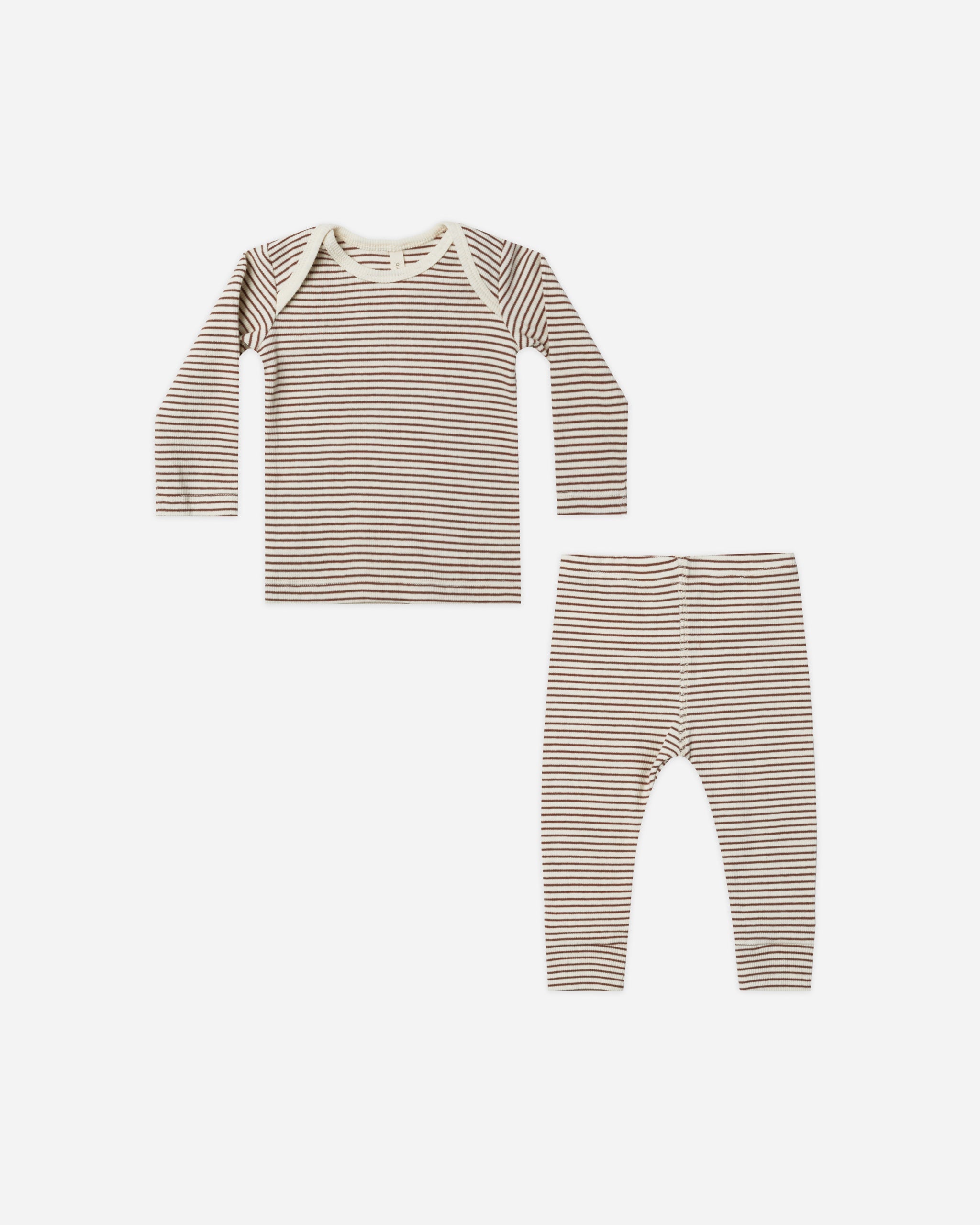 Ribbed Tee And Legging Set || Plum Stripe - Rylee + Cru | Kids Clothes | Trendy Baby Clothes | Modern Infant Outfits |