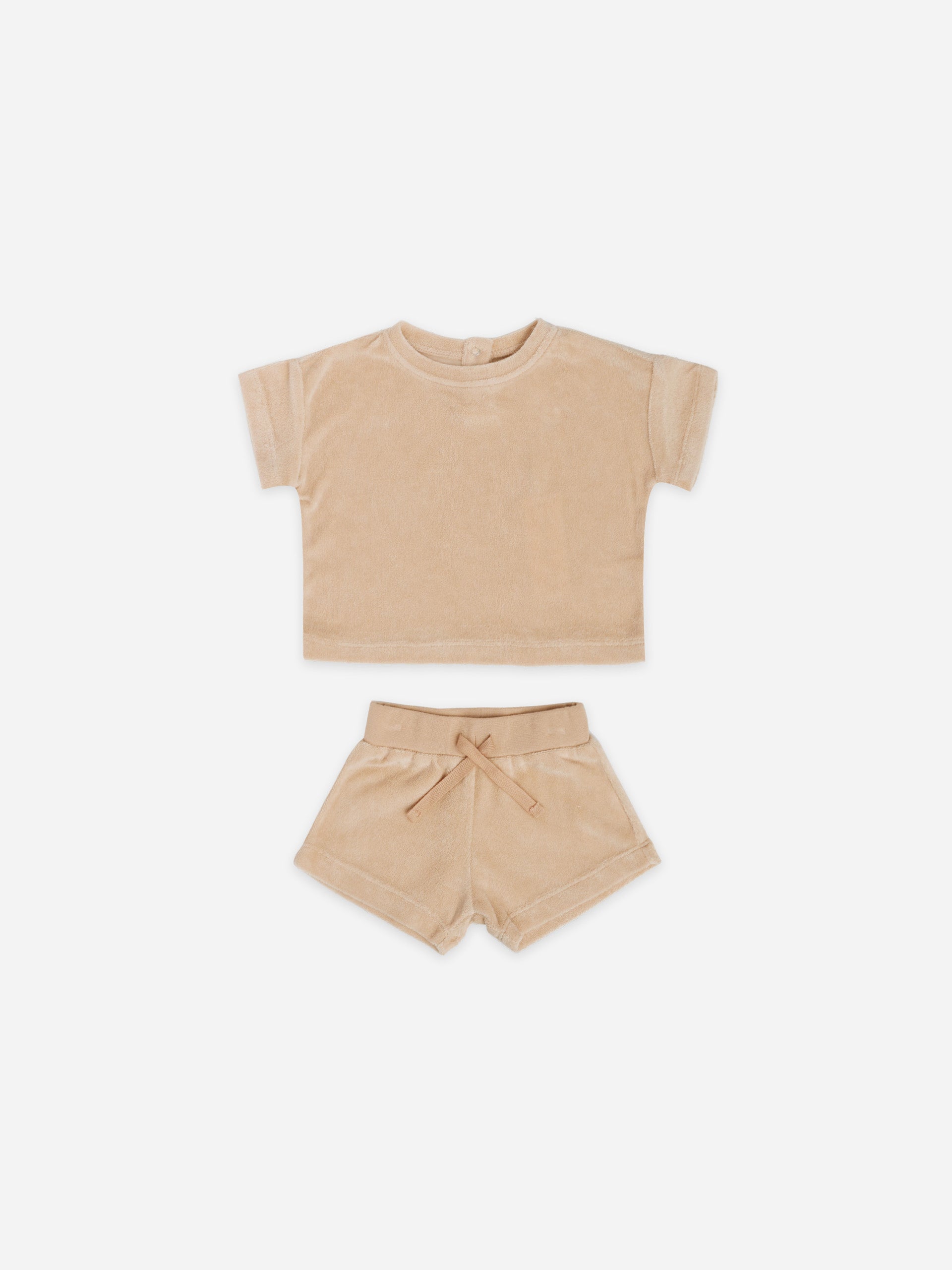 terry tee & shorts set | apricot - Quincy Mae | Baby Basics | Baby Clothing | Organic Baby Clothes | Modern Baby Boy Clothes |