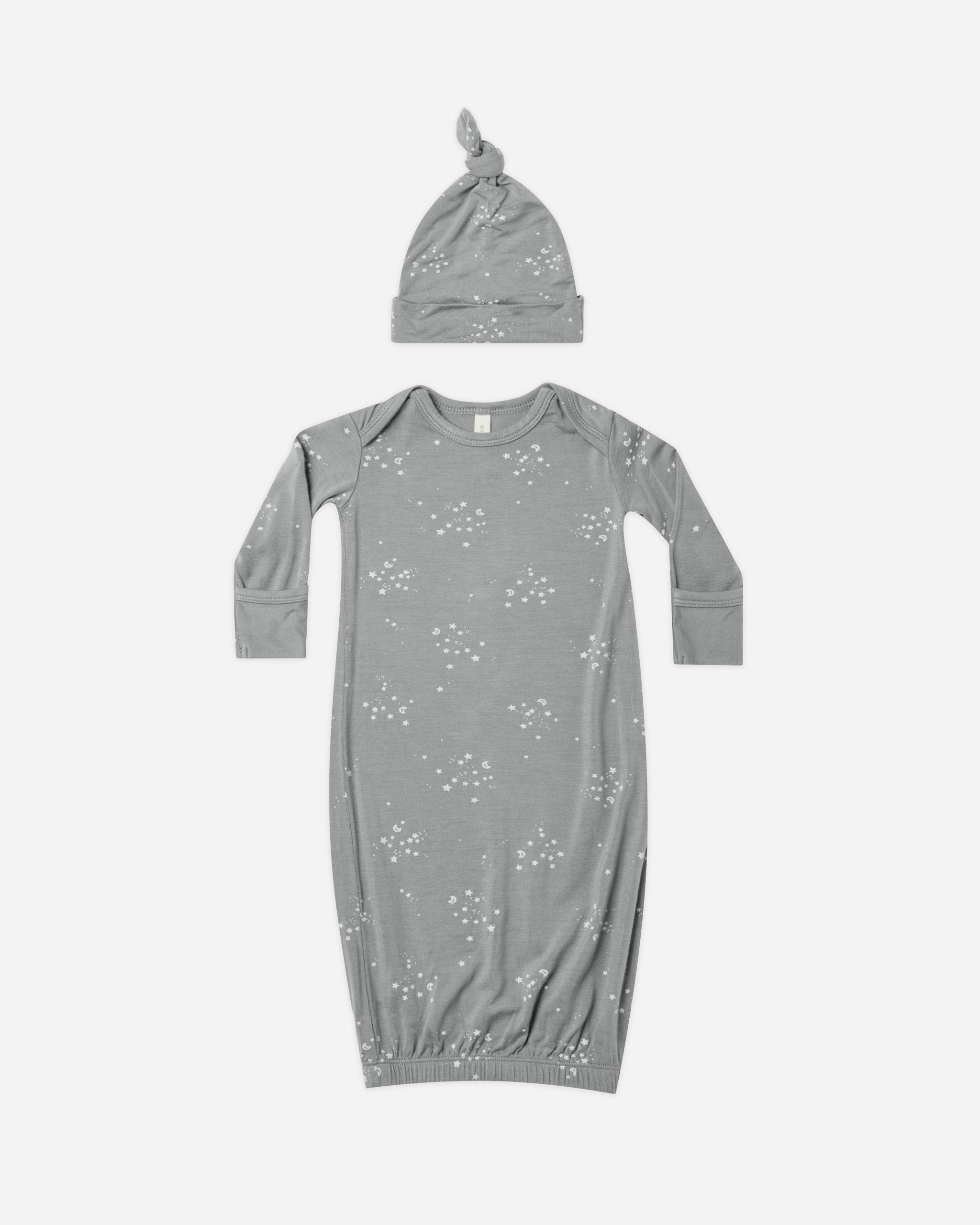 Bamboo Baby Gown + Hat || Twinkle - Rylee + Cru | Kids Clothes | Trendy Baby Clothes | Modern Infant Outfits |