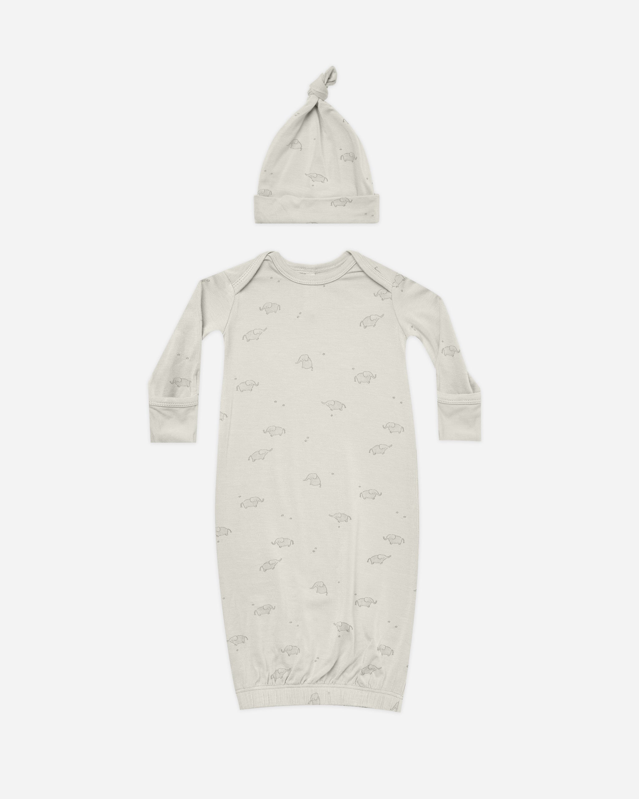 Bamboo Baby Gown + Hat || Elephants