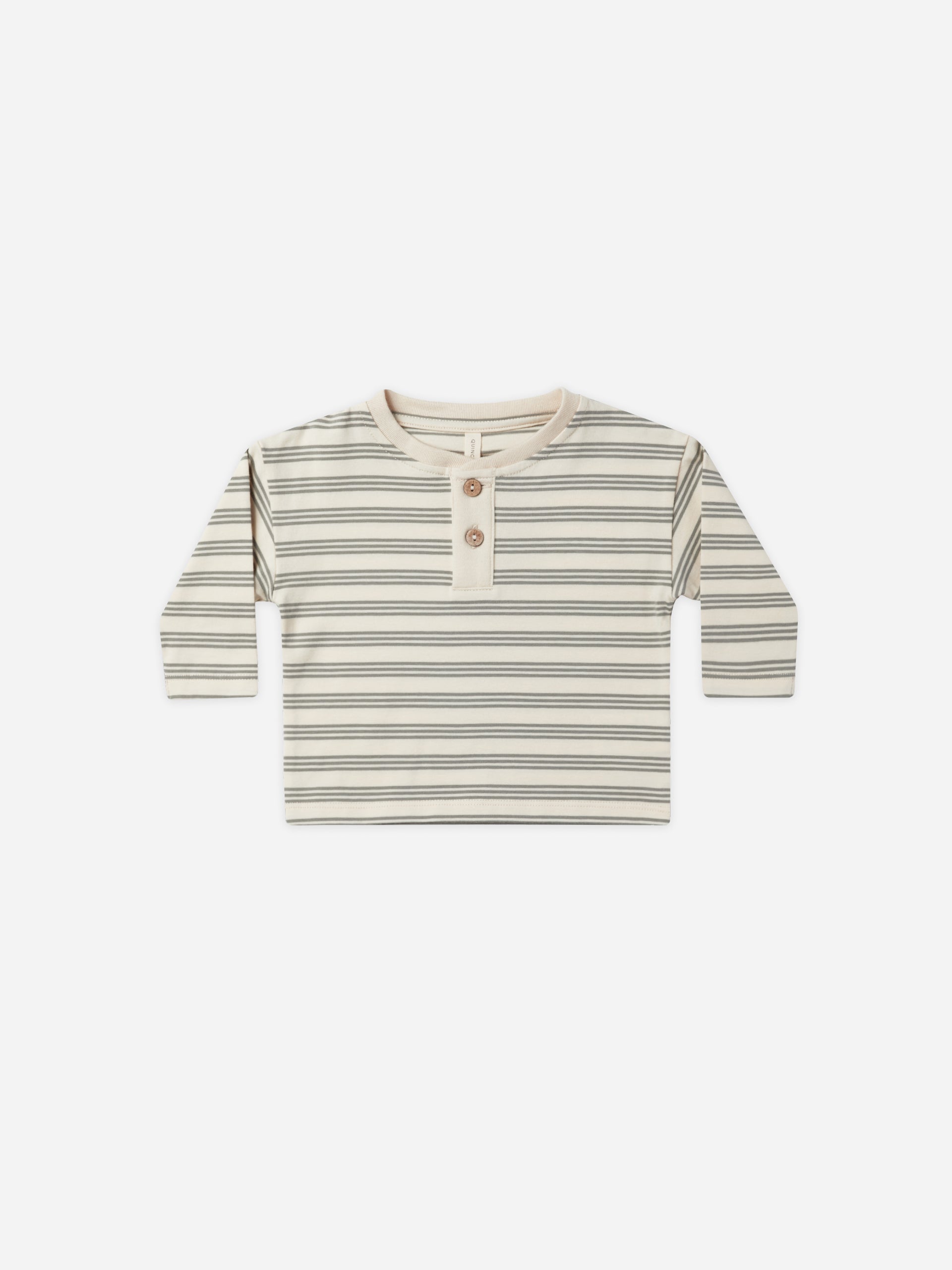 Long Sleeve Henley Tee || Basil Stripe - Rylee + Cru | Kids Clothes | Trendy Baby Clothes | Modern Infant Outfits |
