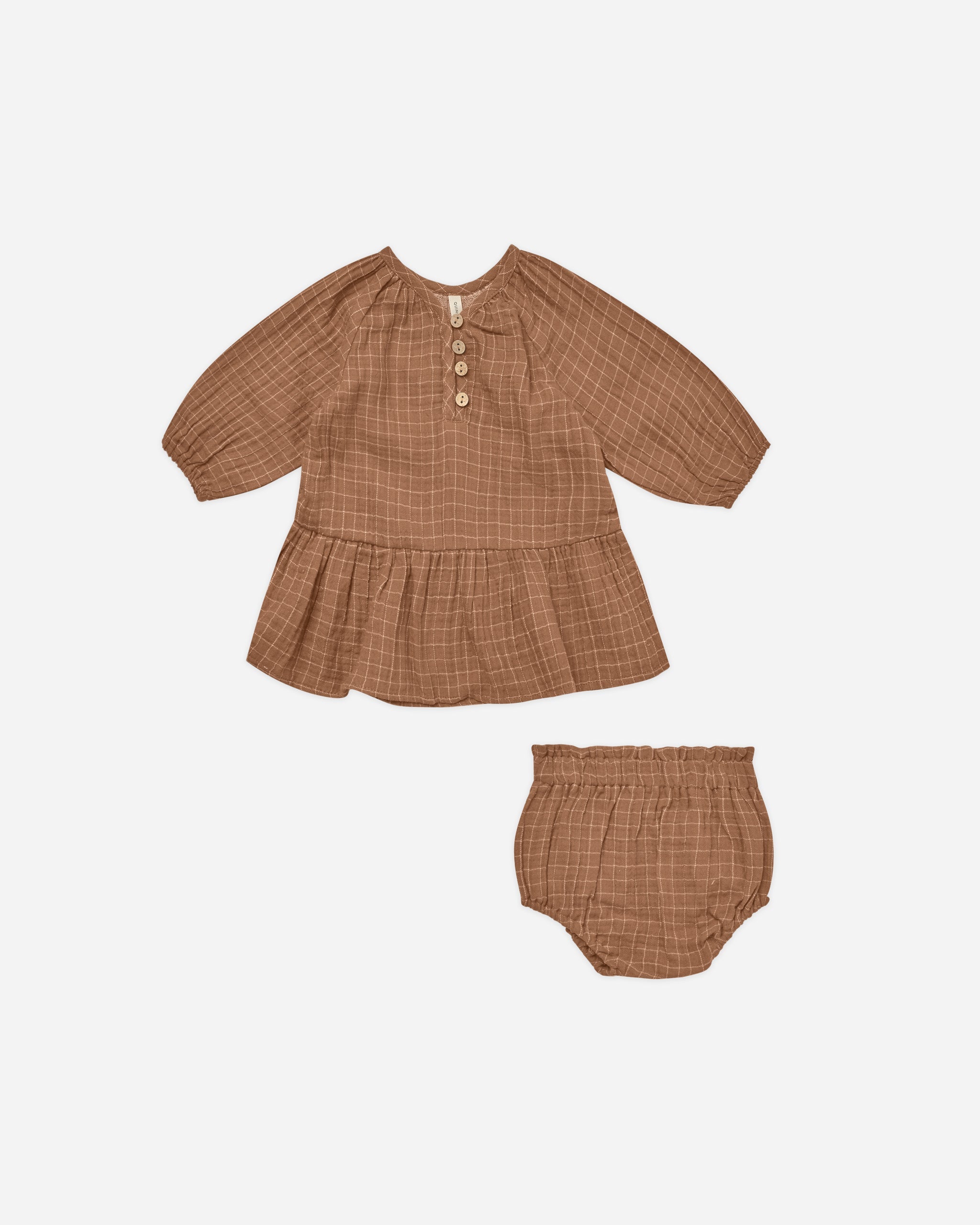 Lany Dress || Cinnamon Grid - Rylee + Cru | Kids Clothes | Trendy Baby Clothes | Modern Infant Outfits |