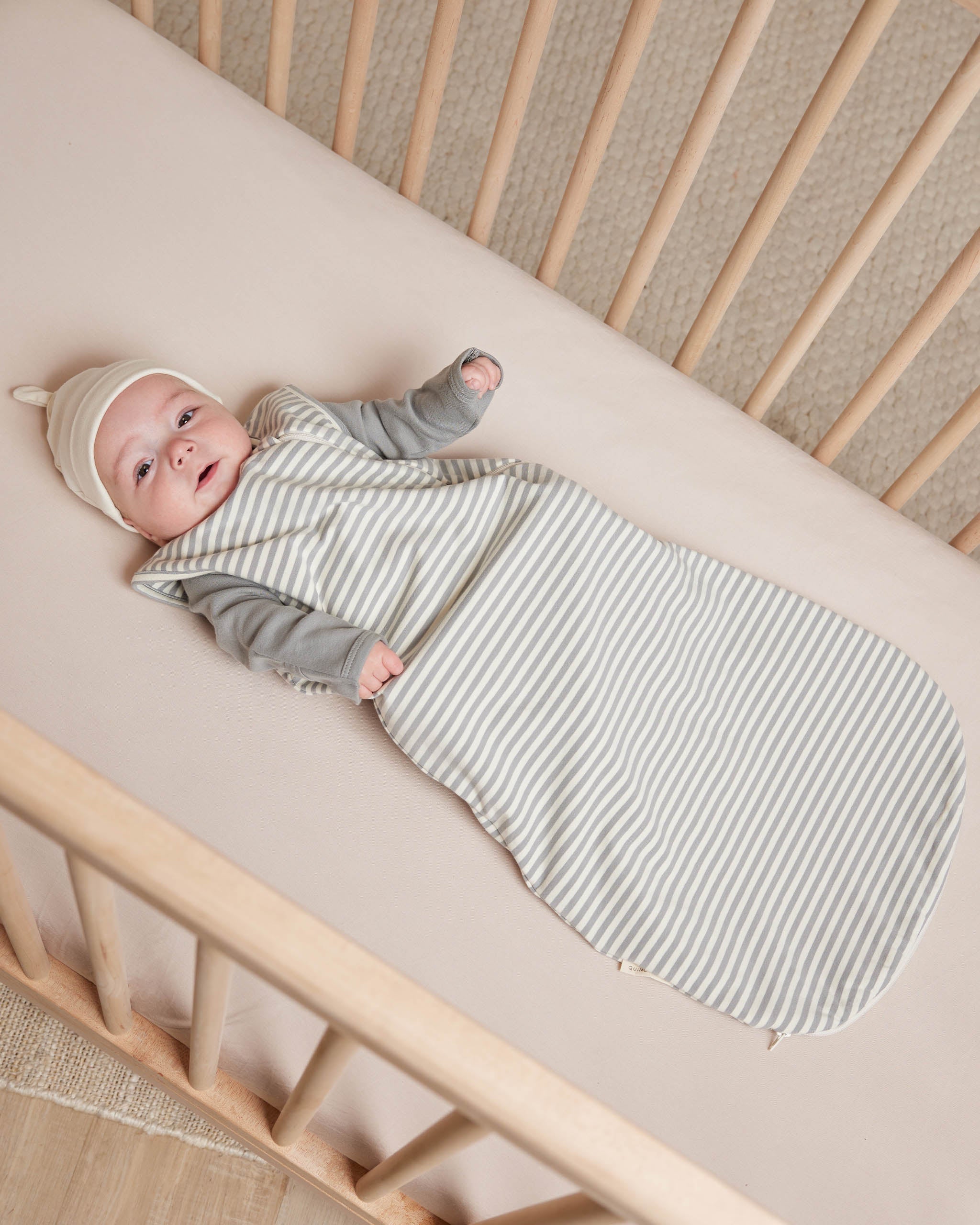 Jersey Sleeping Bag || Dusty Blue Stripe - Rylee + Cru | Kids Clothes | Trendy Baby Clothes | Modern Infant Outfits |