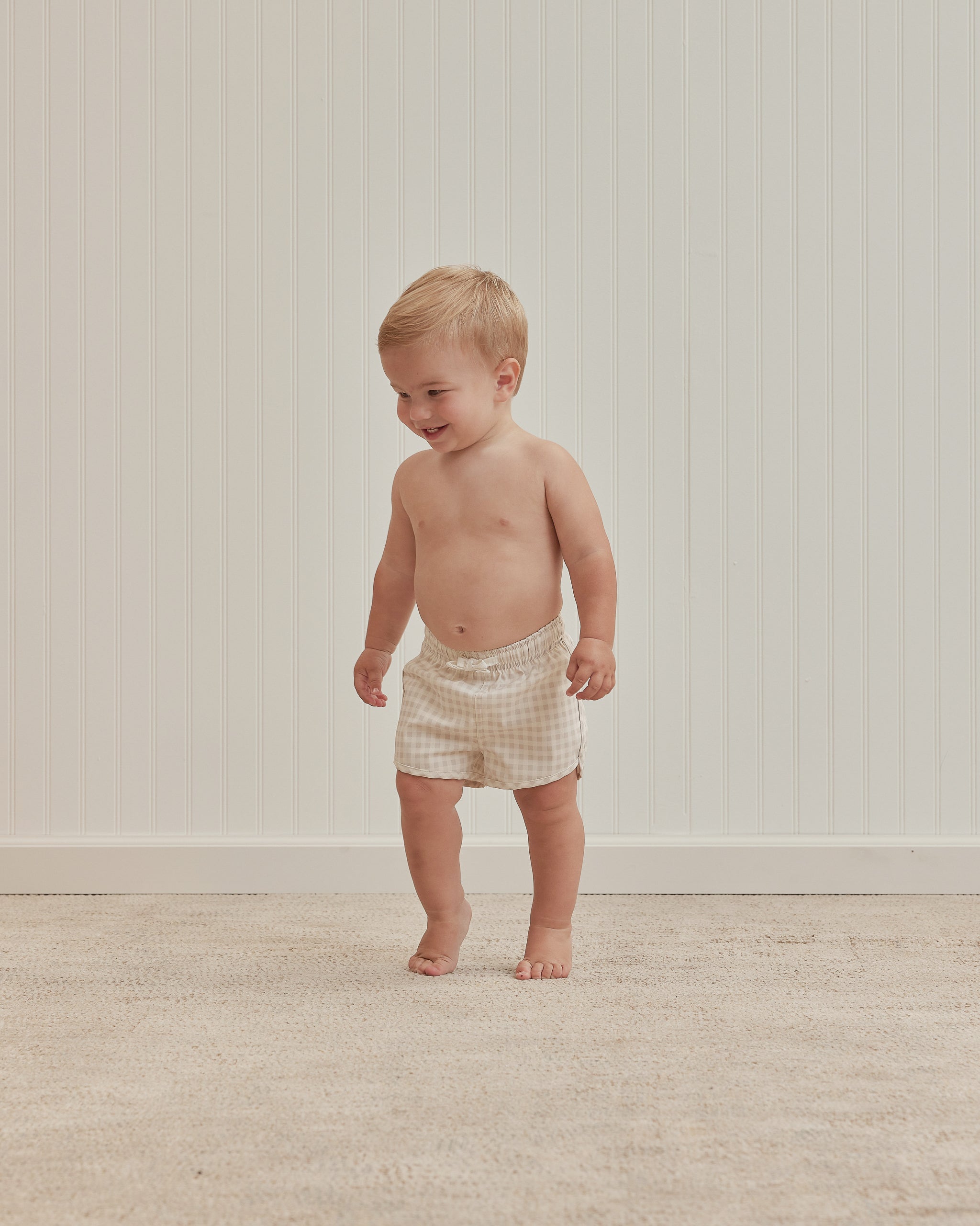 boys swim shorts | silver gingham - Quincy Mae | Baby Basics | Baby Clothing | Organic Baby Clothes | Modern Baby Boy Clothes |