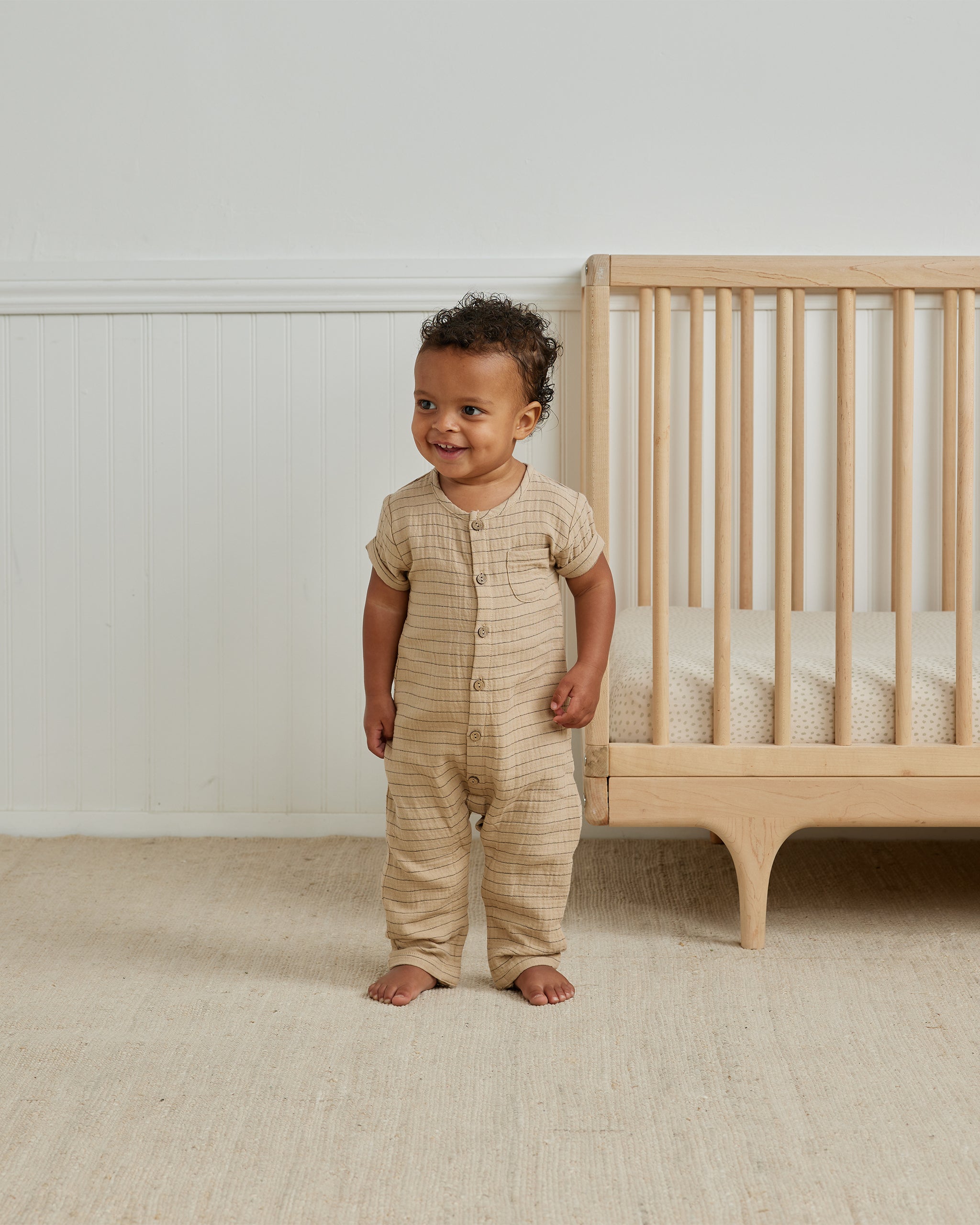 charlie jumpsuit | pinstripe - Quincy Mae | Baby Basics | Baby Clothing | Organic Baby Clothes | Modern Baby Boy Clothes |