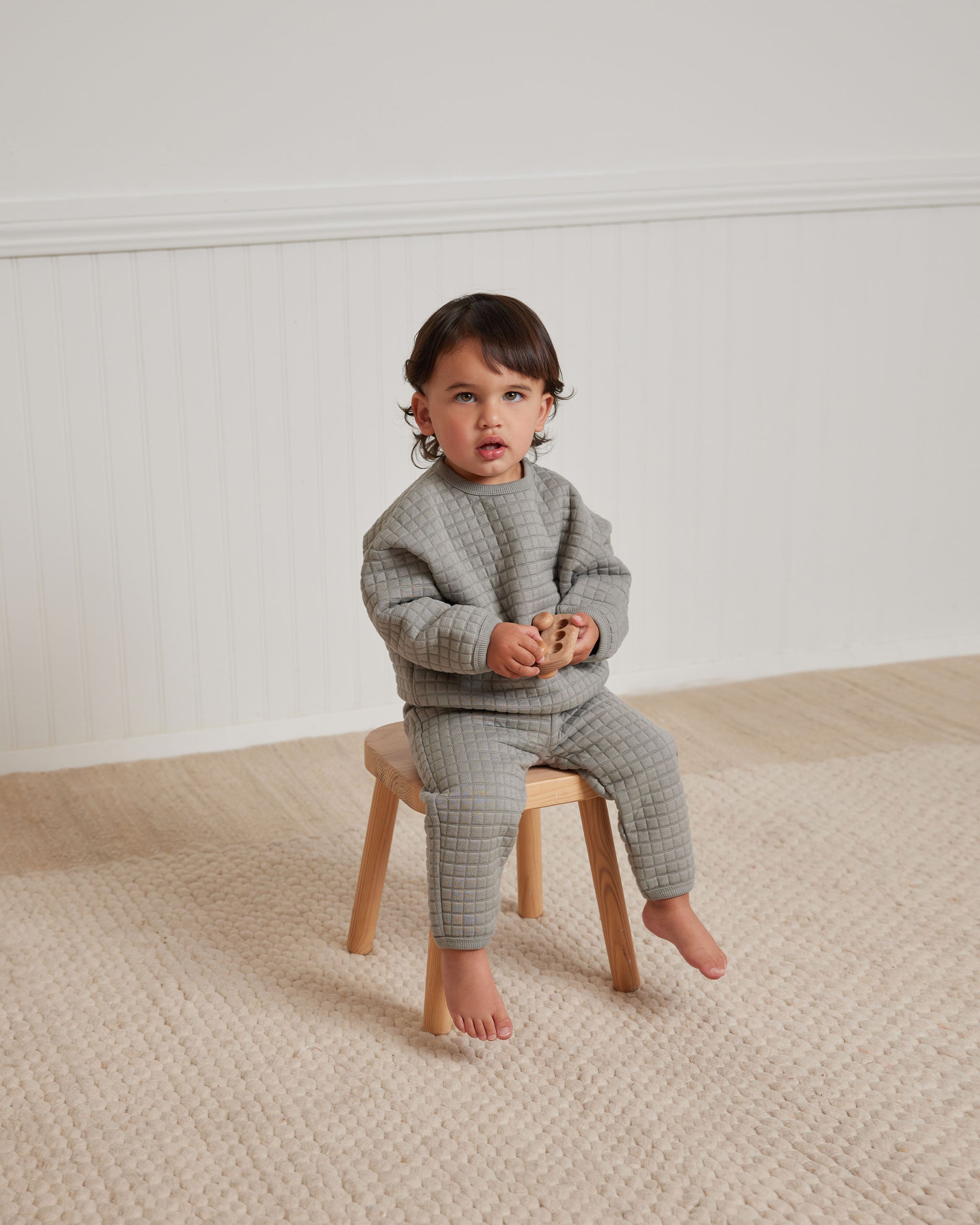 Quilted Sweater + Pant Set || Dusty Blue