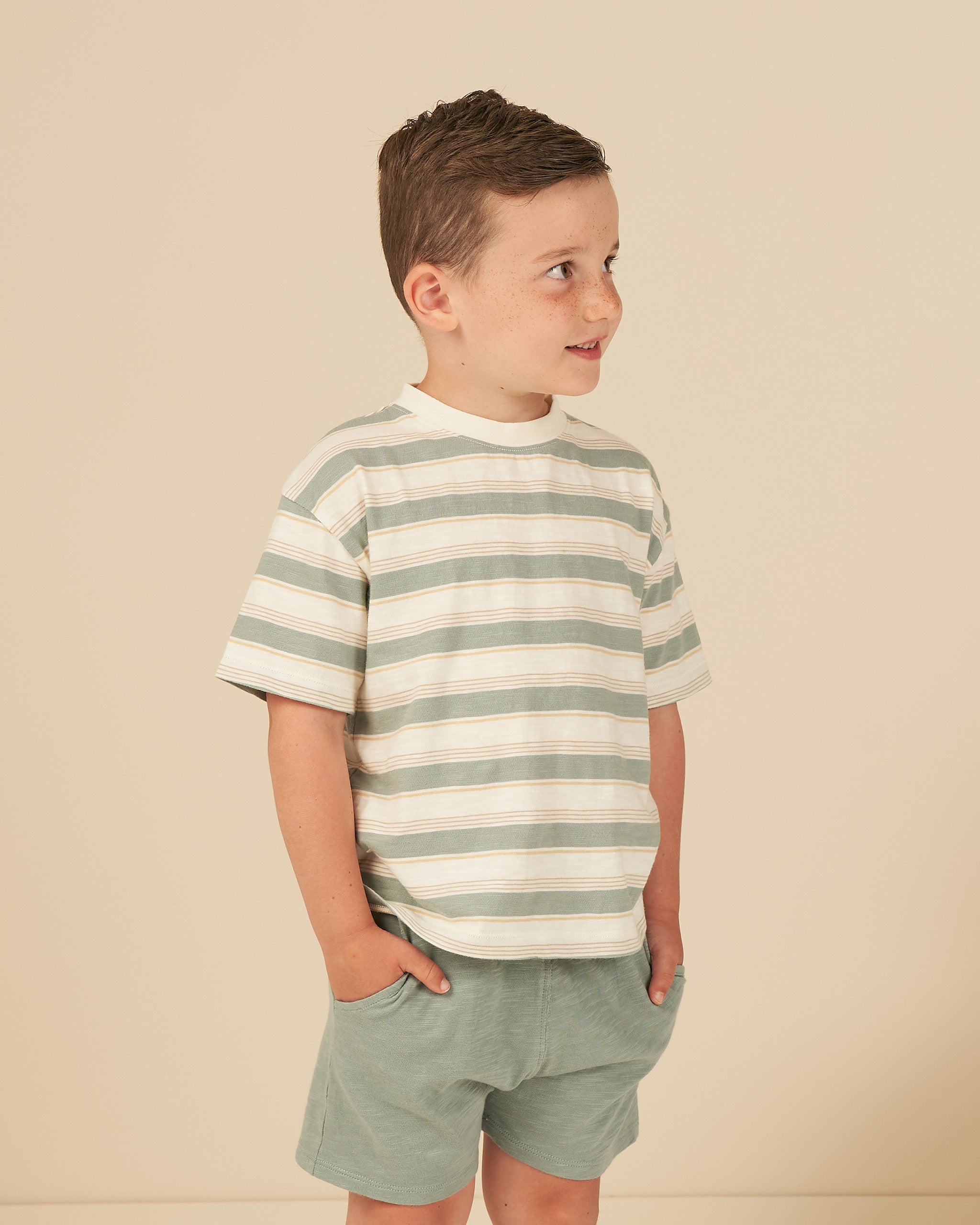 Relaxed Tee || Aqua Stripe - Rylee + Cru | Kids Clothes | Trendy Baby Clothes | Modern Infant Outfits |