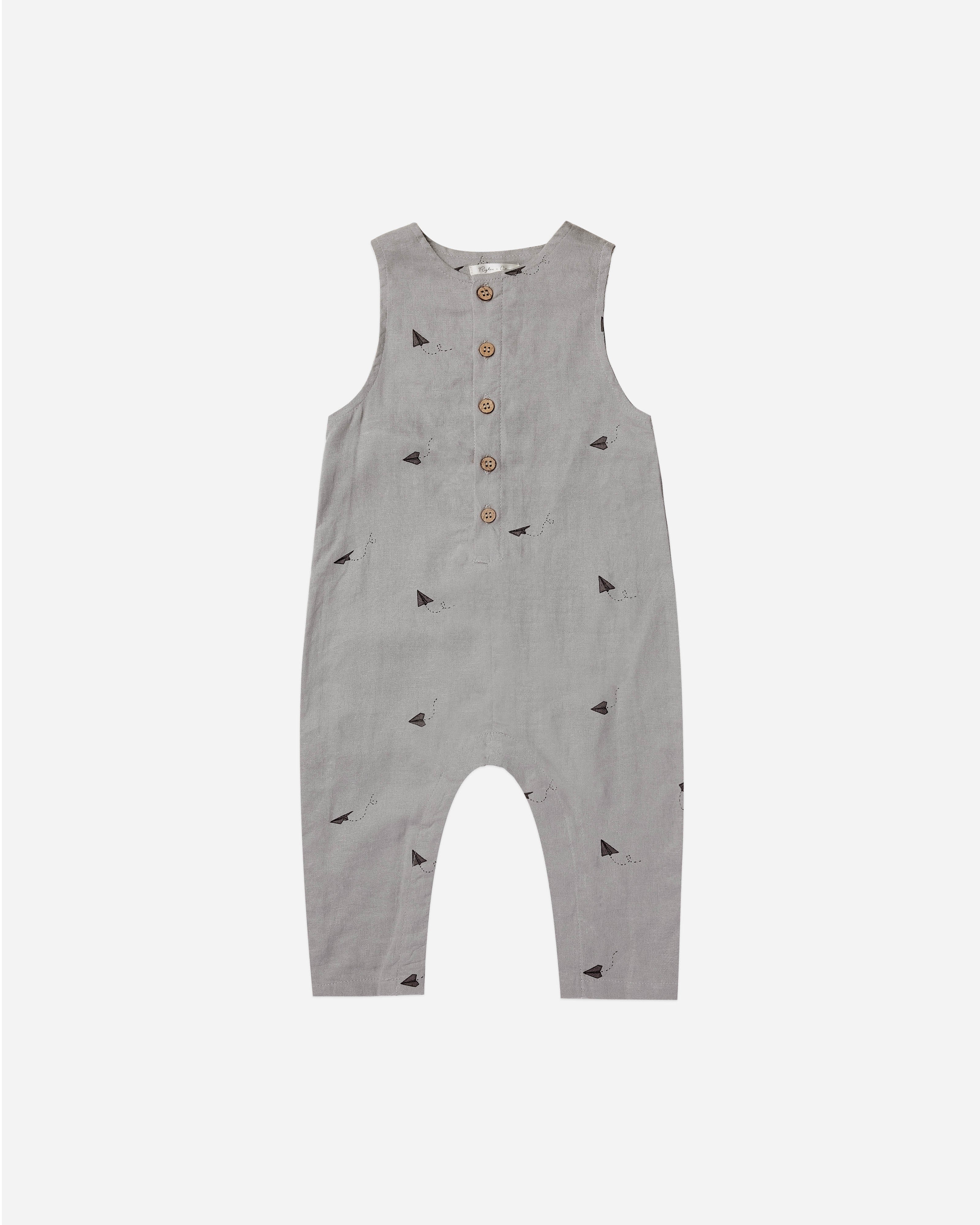 button jumpsuit || paper planes - Rylee + Cru | Kids Clothes | Trendy Baby Clothes | Modern Infant Outfits |