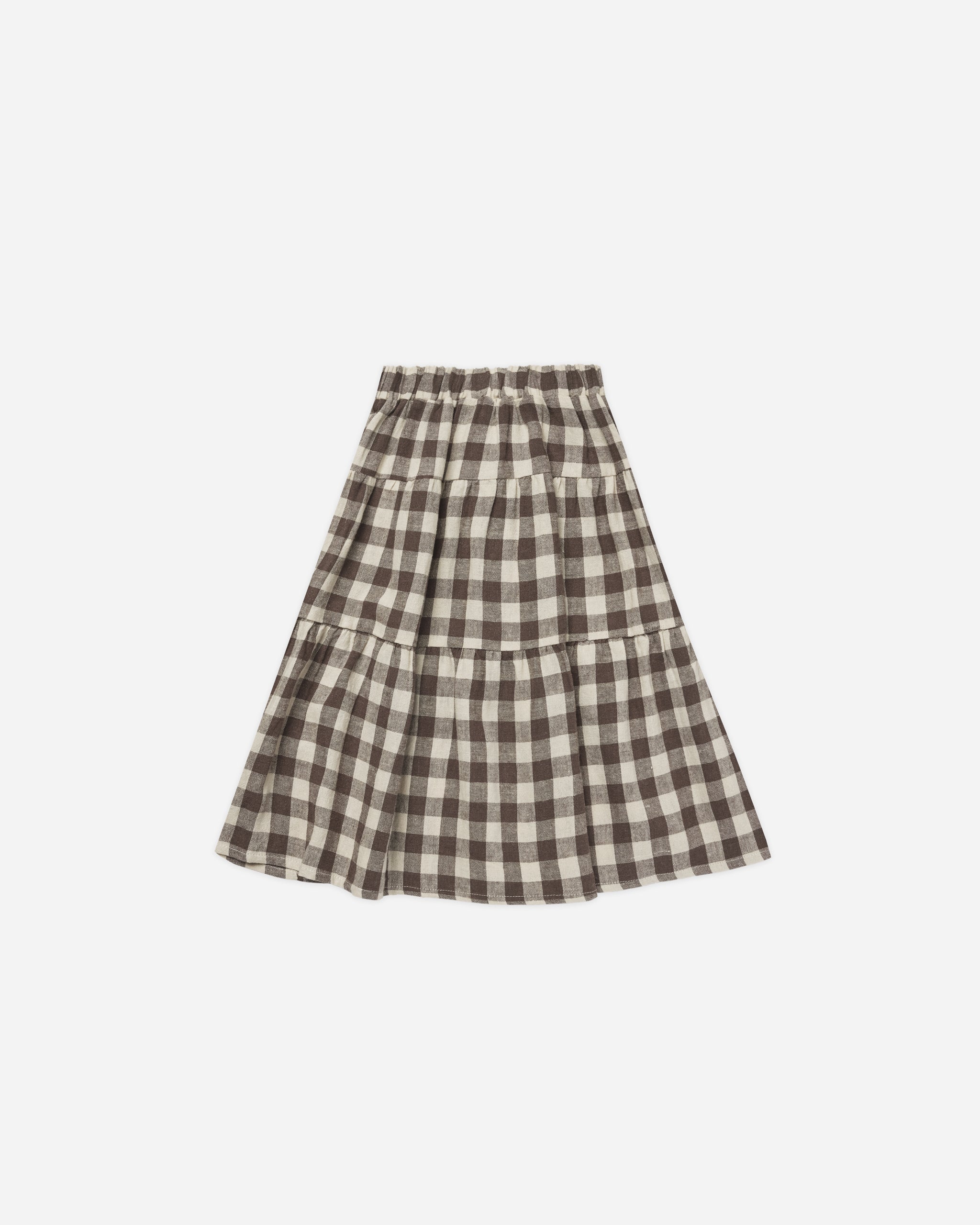 Tiered Midi Skirt || Charcoal Check