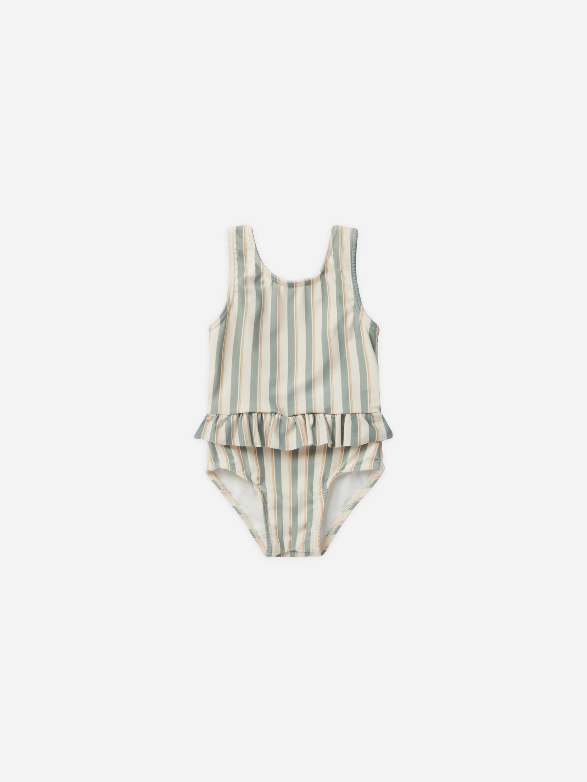 Skirted One-Piece || Aqua Stripe - Rylee + Cru | Kids Clothes | Trendy Baby Clothes | Modern Infant Outfits |