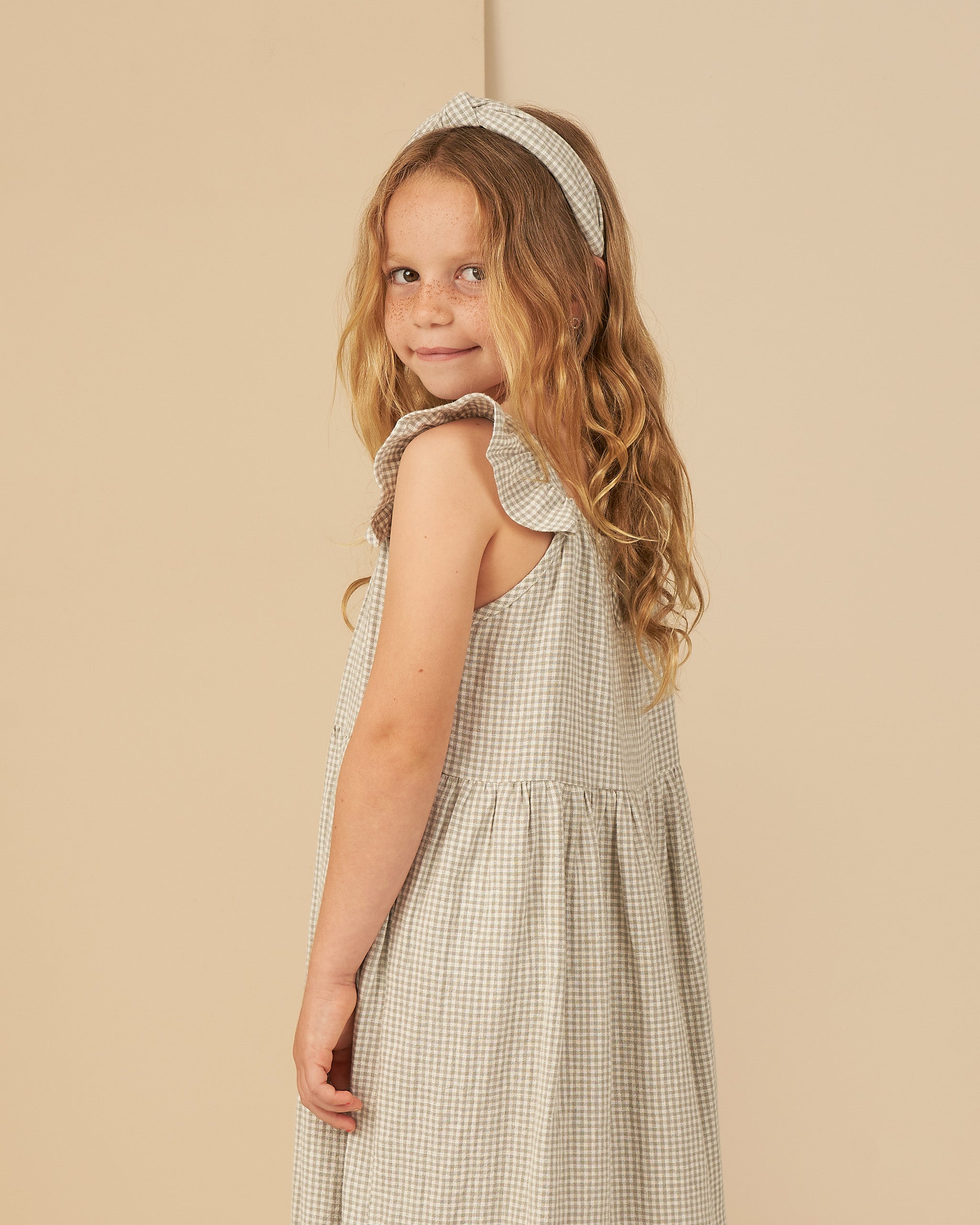 Abbie Tiered Dress || Sage Gingham