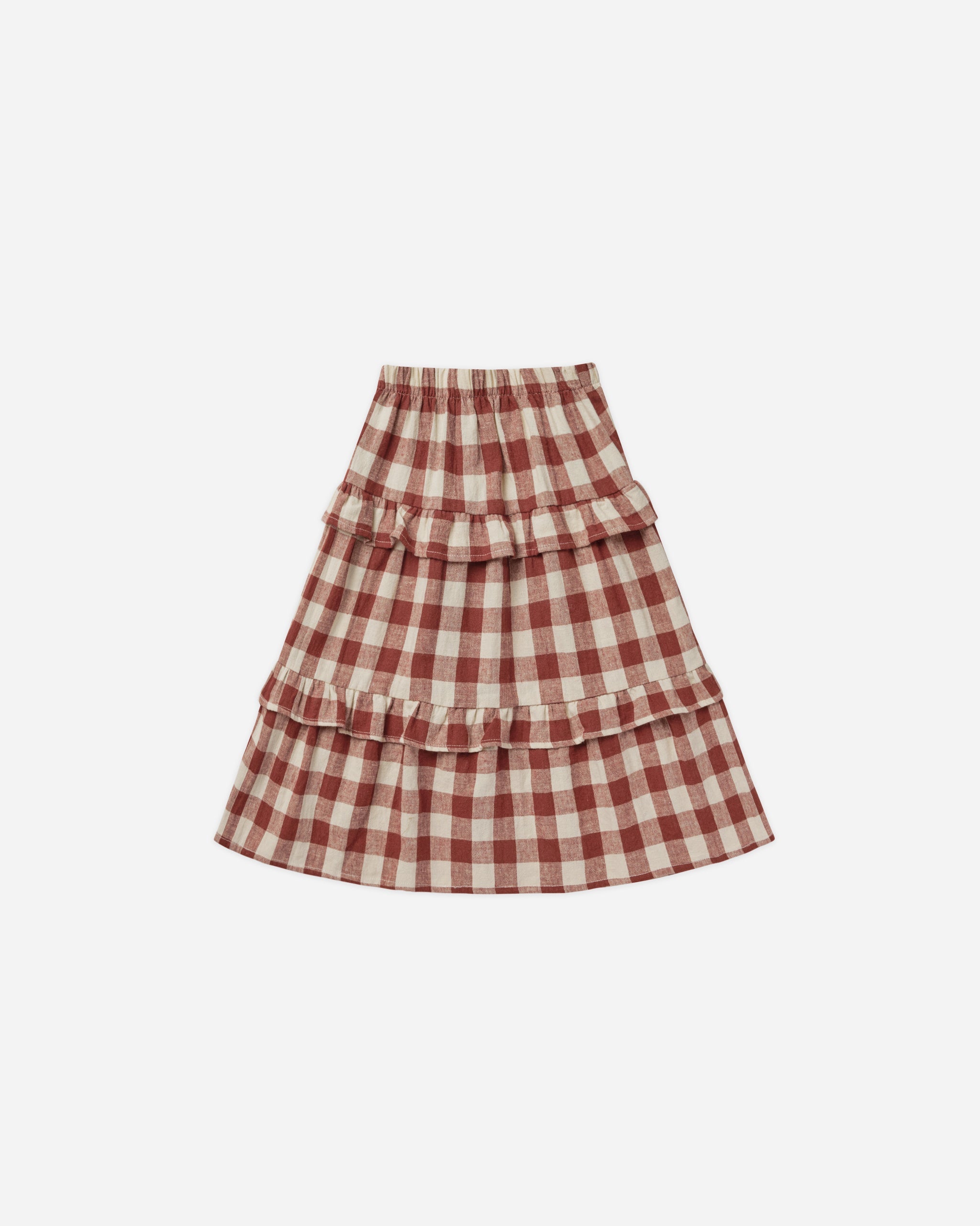 Ruffled Midi Skirt || Ruby Plaid - Rylee + Cru | Kids Clothes | Trendy Baby Clothes | Modern Infant Outfits |