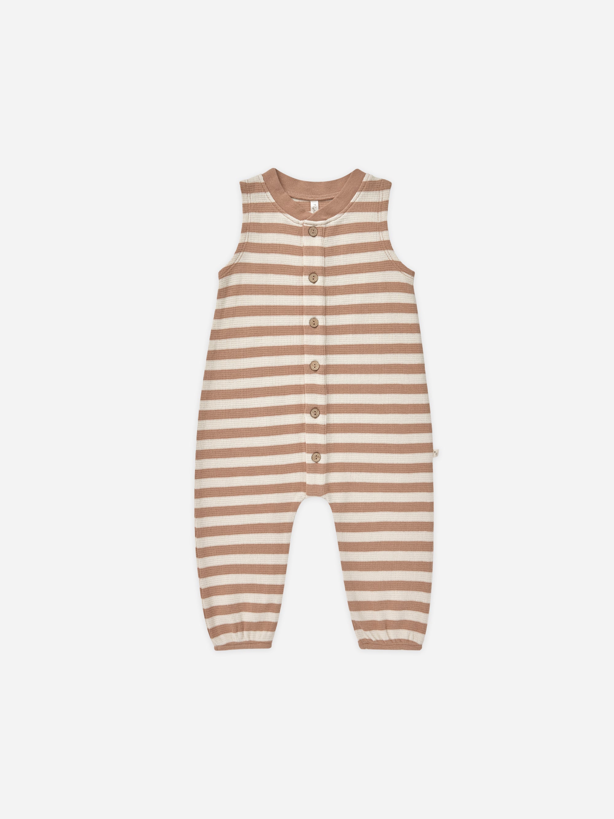 Summer Waffle Jumpsuit || Clay Stripe