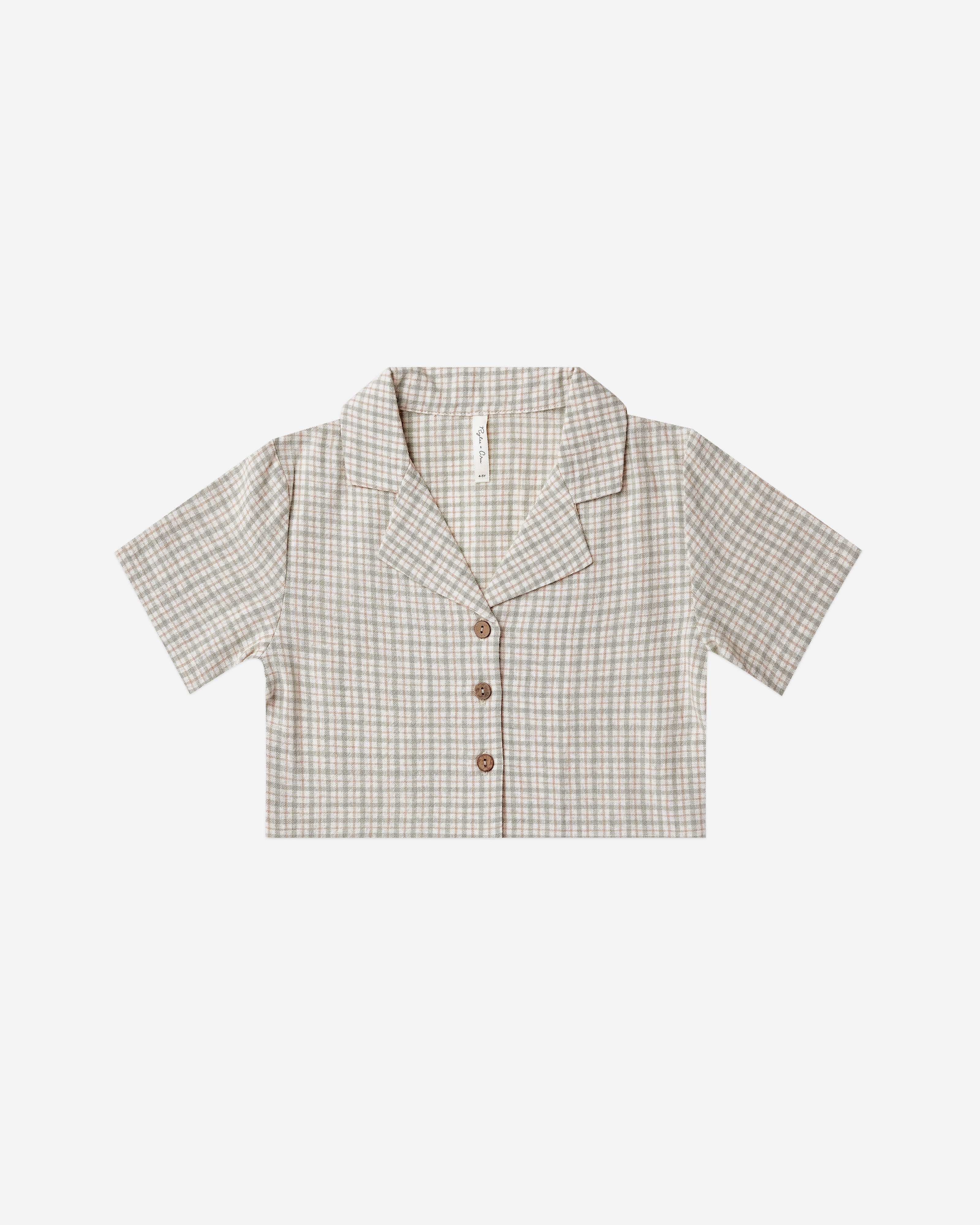 cropped collared shirt || laurel plaid - Rylee + Cru | Kids Clothes | Trendy Baby Clothes | Modern Infant Outfits |