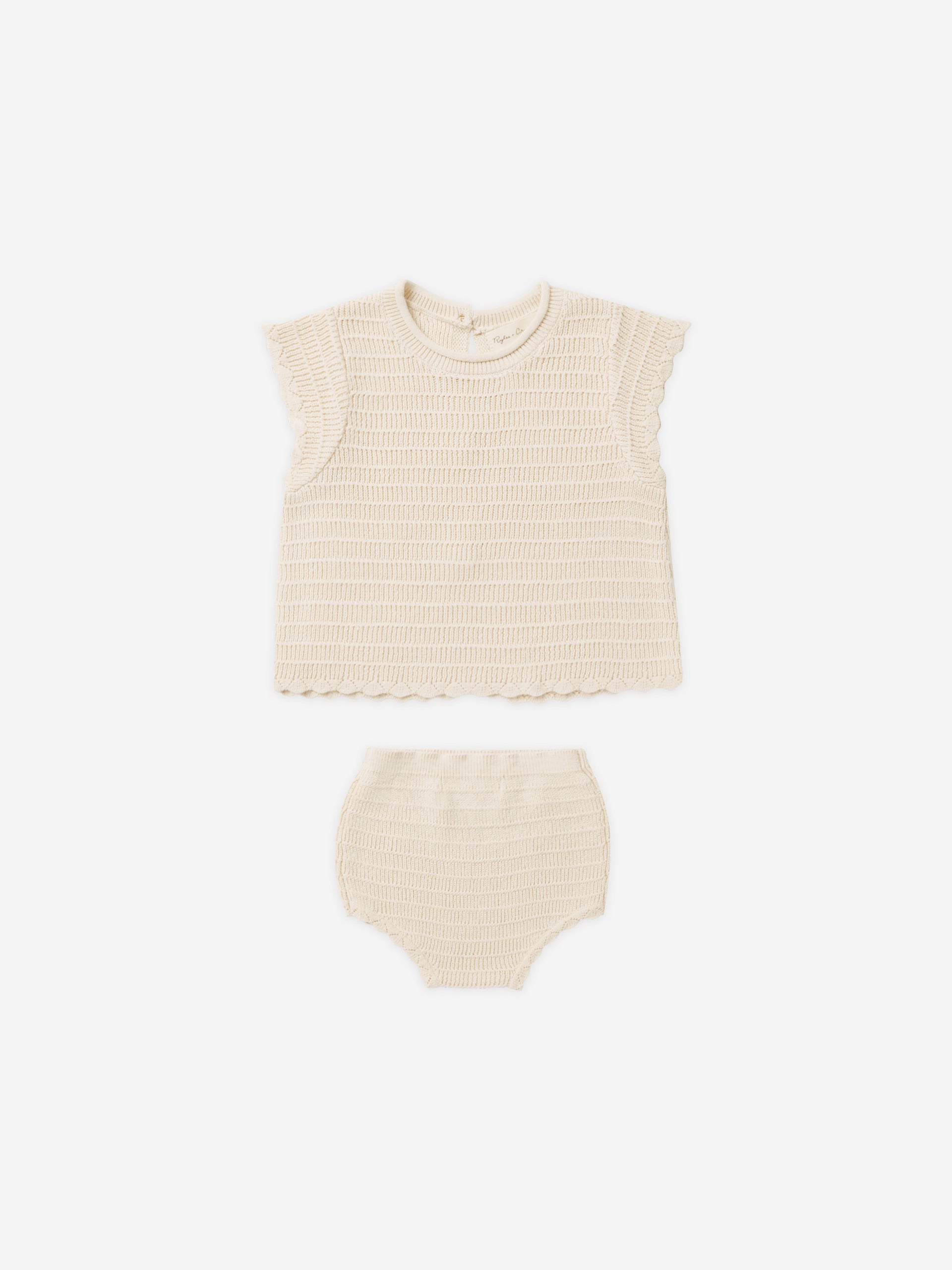 Scallop Knit Baby Set || Natural - Rylee + Cru | Kids Clothes | Trendy Baby Clothes | Modern Infant Outfits |