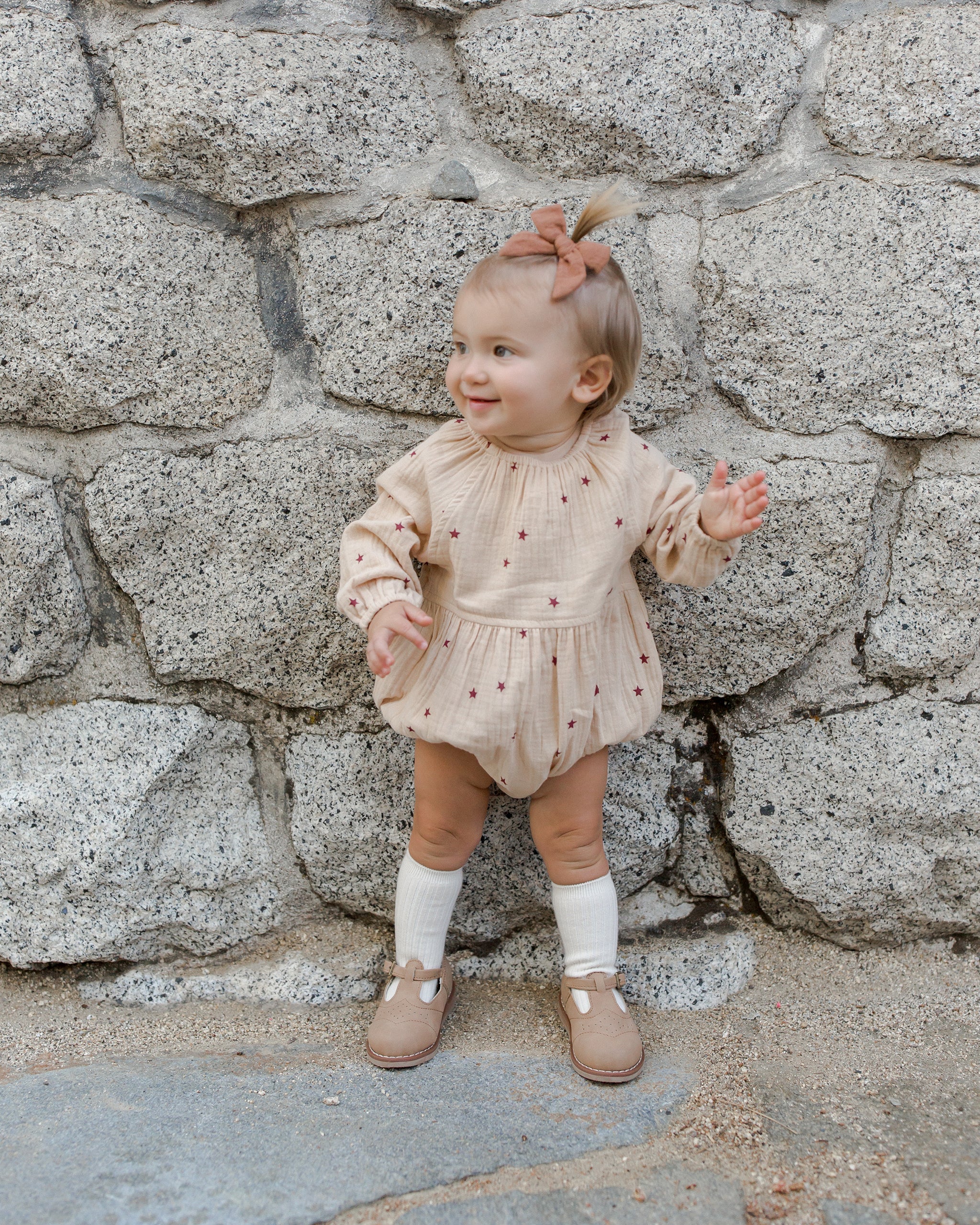 Long Sleeve Bubble Romper || Stars - Rylee + Cru | Kids Clothes | Trendy Baby Clothes | Modern Infant Outfits |