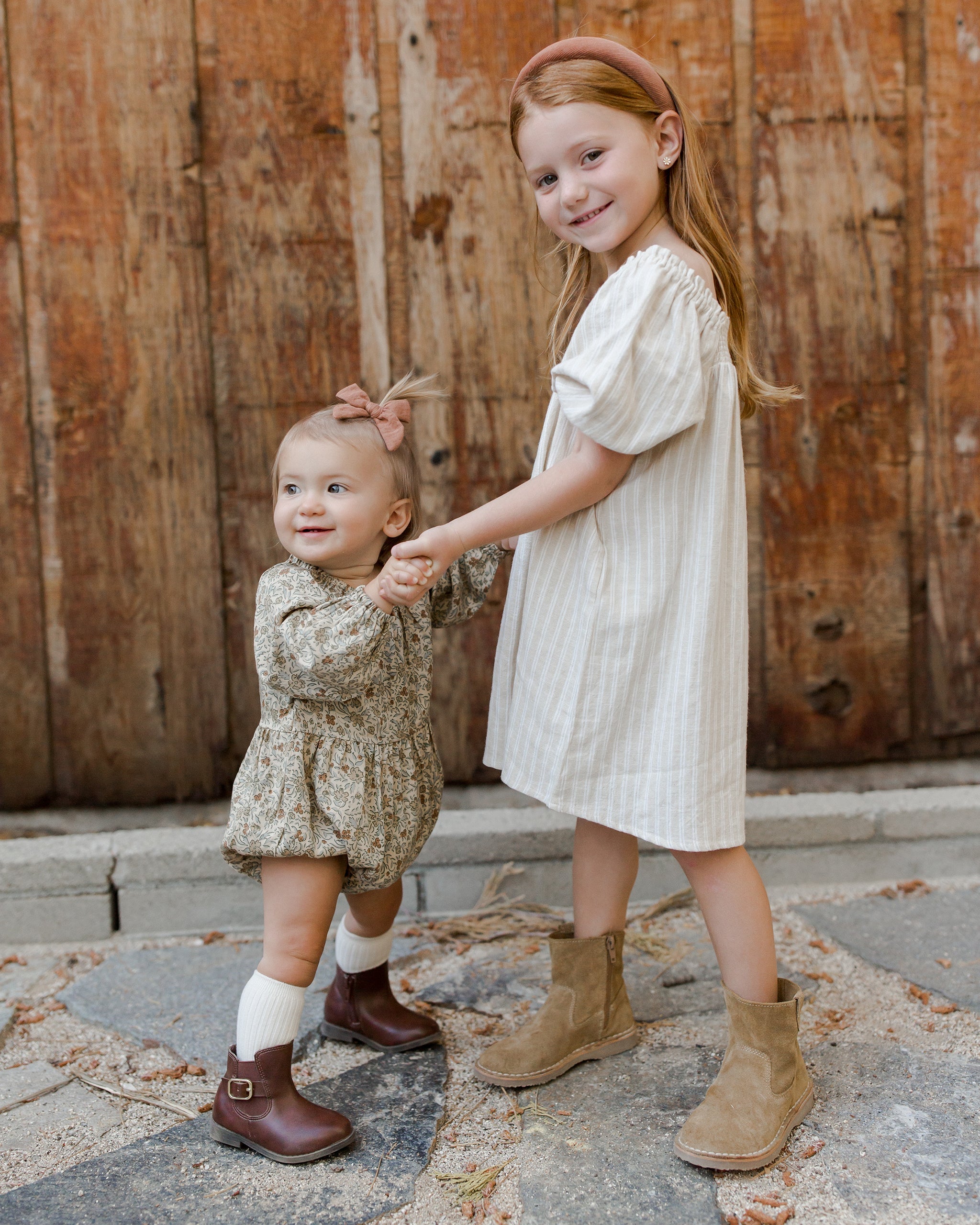 Talee Dress || Champagne Stripe - Rylee + Cru | Kids Clothes | Trendy Baby Clothes | Modern Infant Outfits |